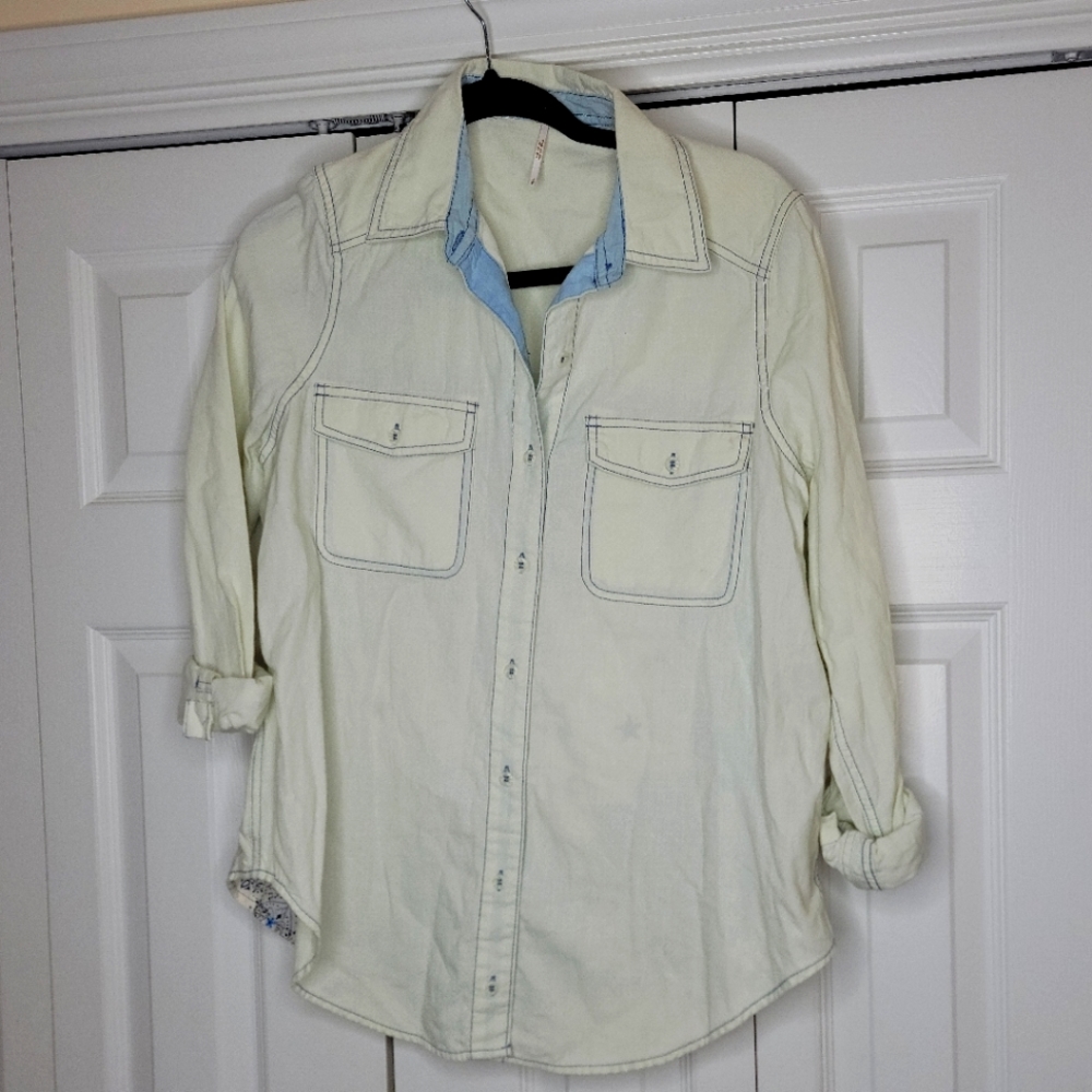 Brand new Free People ivory Bandana button down women Shirt size S